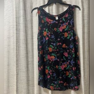 Old Navy Black Floral Tank Top